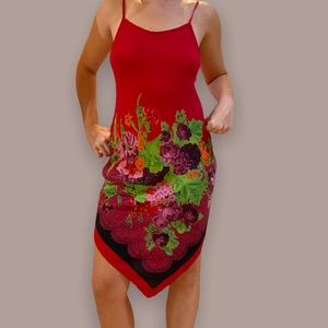 Perfect Vintage Red Scarf slip dress